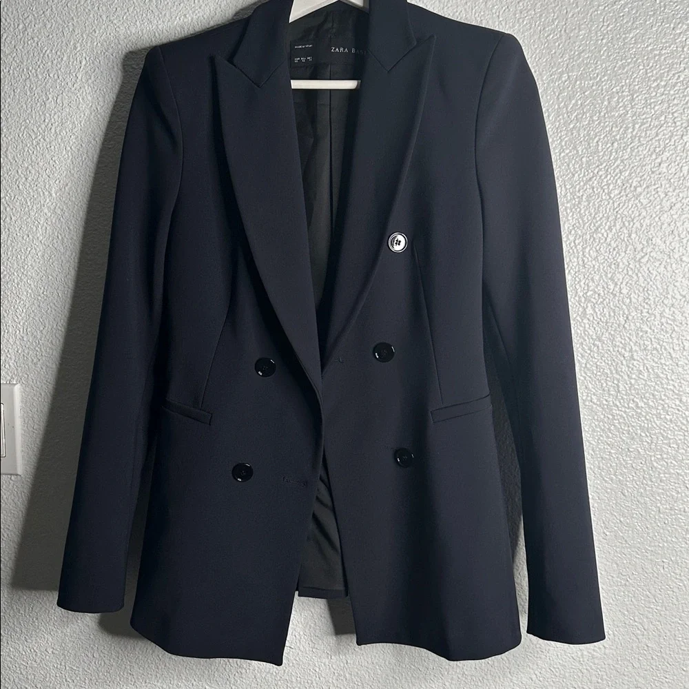 Zara Black double breasted tailored fit lapel collar Blazer  XS. Office, career - Picture 4 of 11